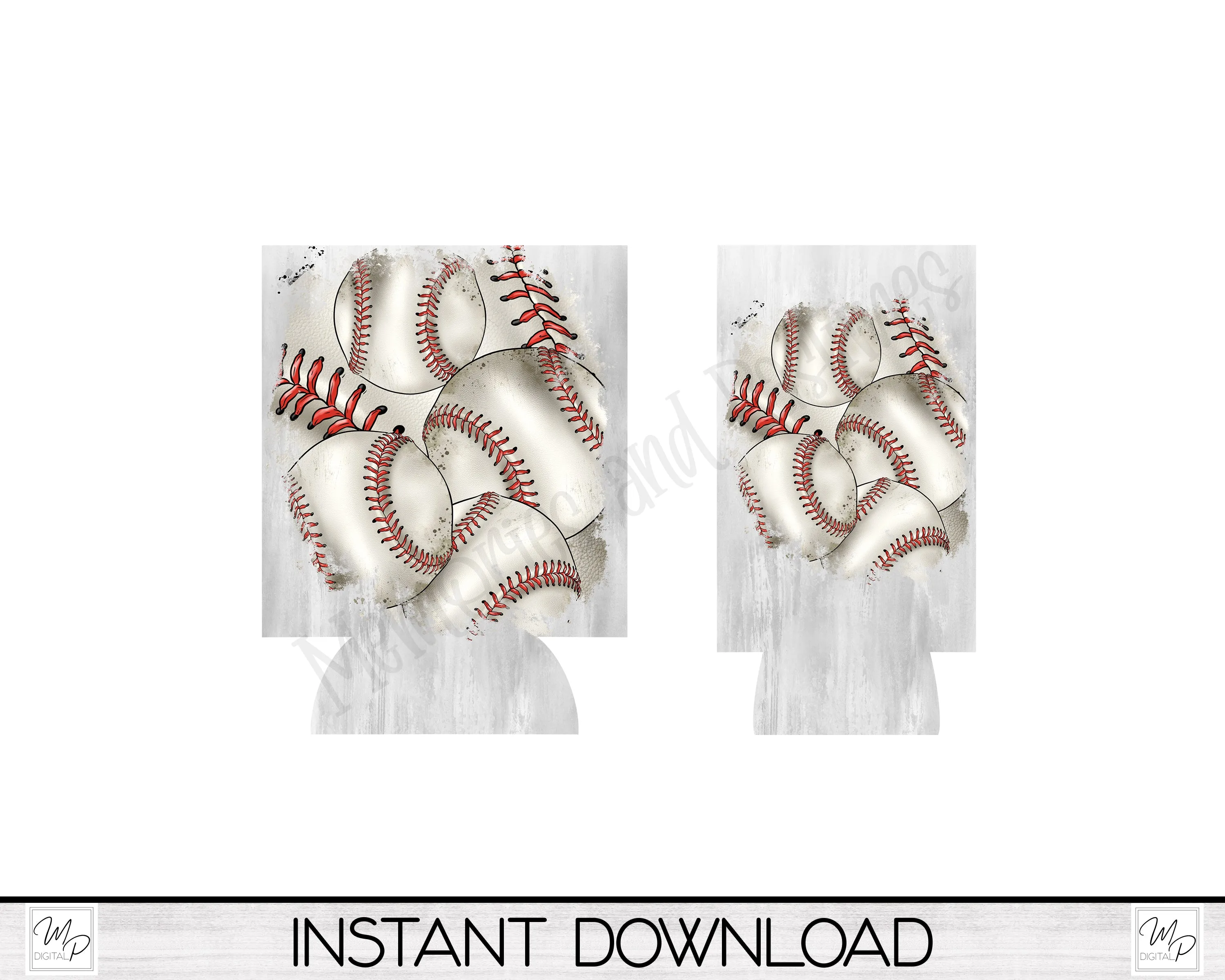 Baseball Neoprene Can Cooler PNG Sublimation Design, Digital Download