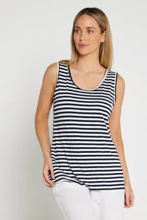 Basic Cotton Tank - Navy Stripe