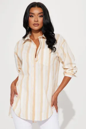 Basic Needs Poplin Shirt - Taupe/combo