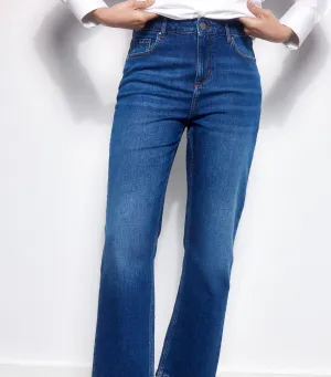 Basic Straight Denim Trousers Blue