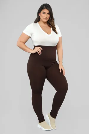 Basically It High Rise Leggings - Chocolate