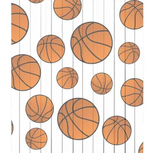 Basketball on White Planks Printed Backdrop