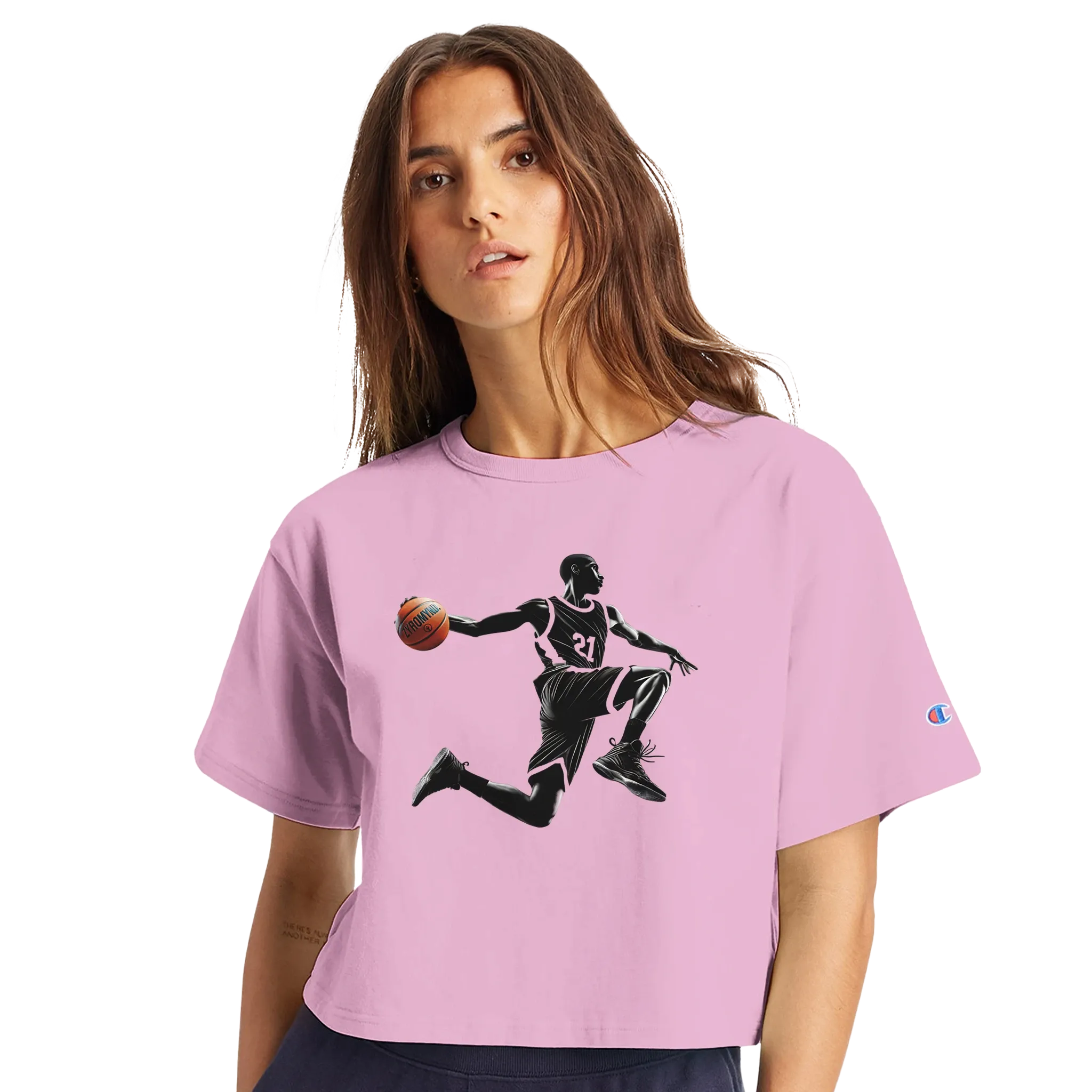 Basketball Player Mid-Air - Women's Cropped Heritage Crewneck T-Shirt | Champion T453W