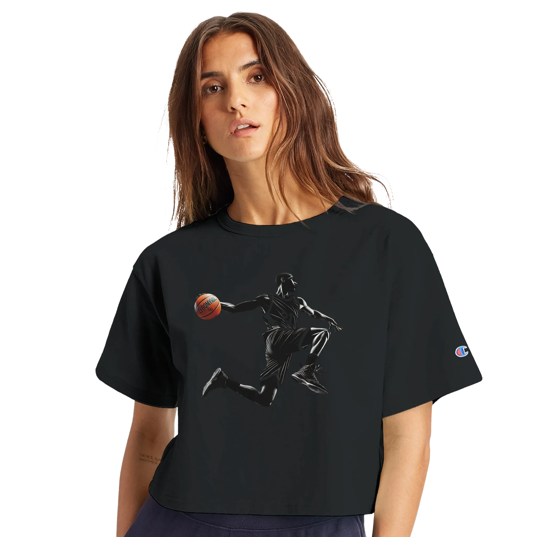 Basketball Player Mid-Air - Women's Cropped Heritage Crewneck T-Shirt | Champion T453W