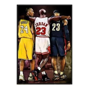 Basketball Star Kobe Michael LeBron Wall Art Canvas Print (70x100cm)