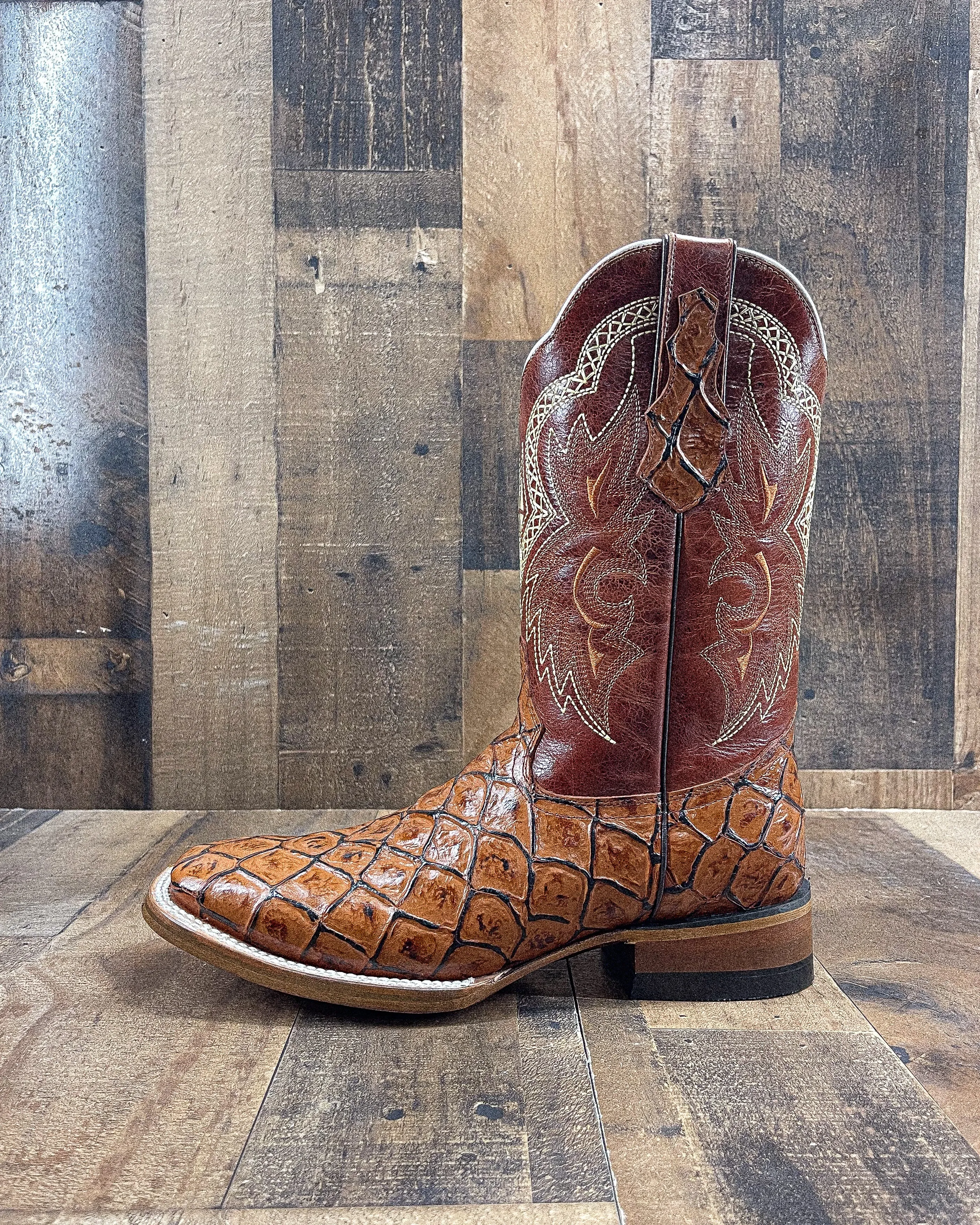 BASS "COGNAC" | MEN SQUARE TOE COWBOY BOOTS