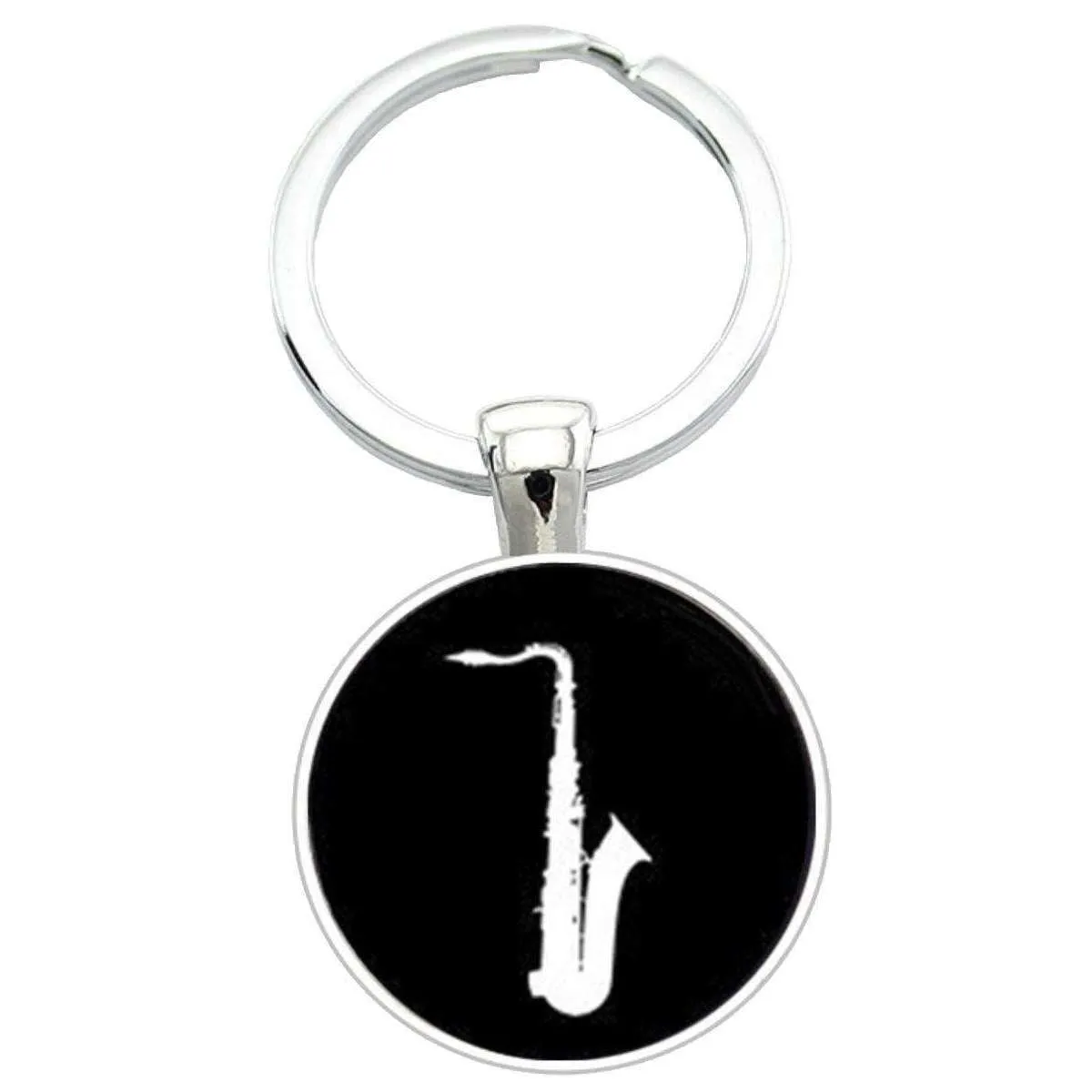 Bassin and Brown Saxophone Keyring - Black/White