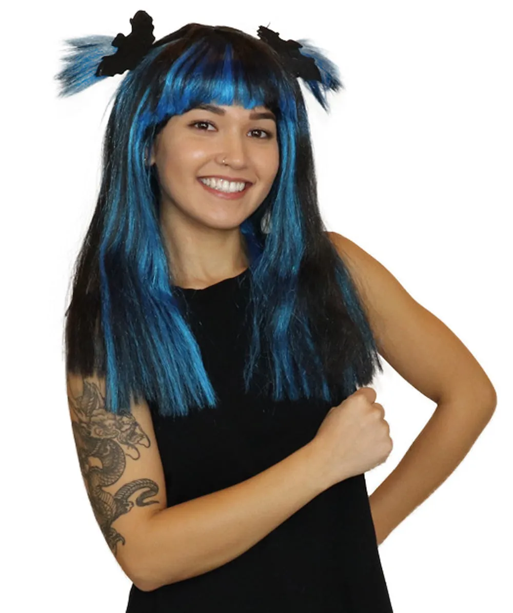 Bat Black and Blue Wig | Medium Bob Cosplay Halloween Wigs | Premium Breathable Capless Cap