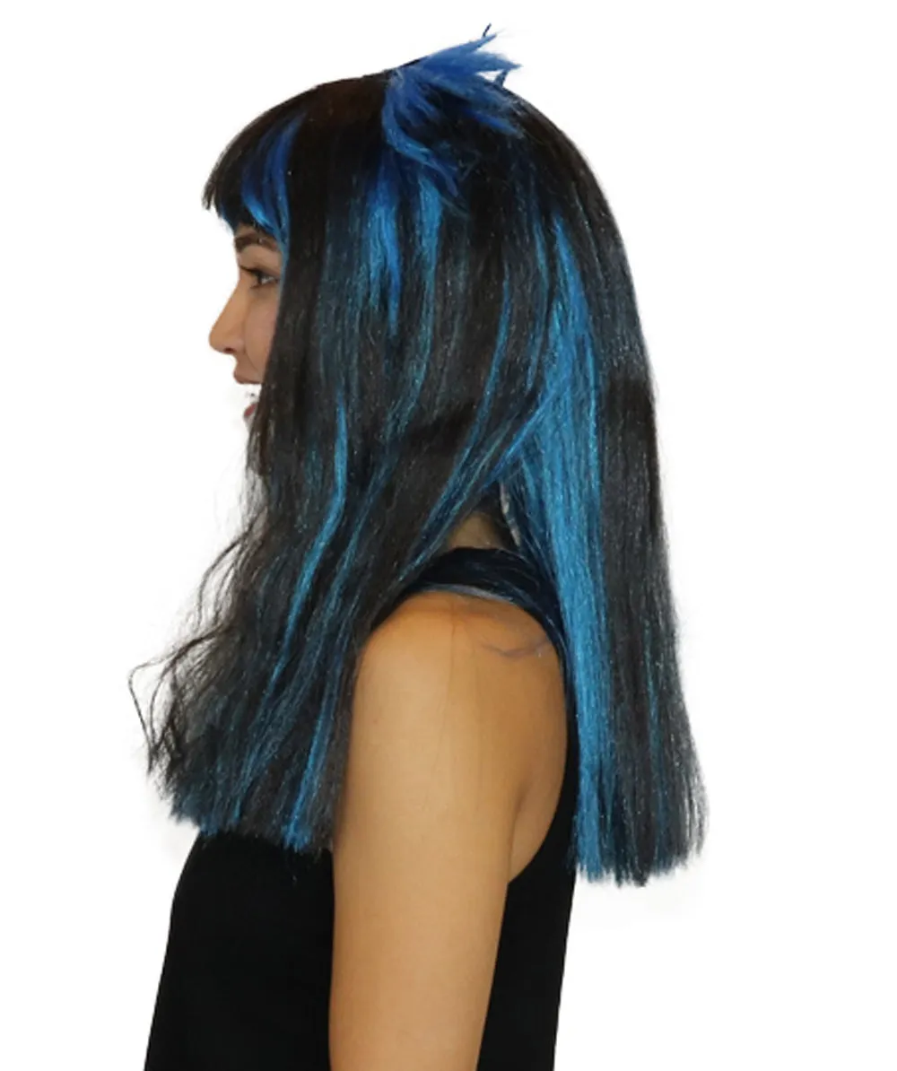 Bat Black and Blue Wig | Medium Bob Cosplay Halloween Wigs | Premium Breathable Capless Cap