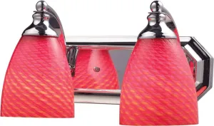 Bath and Spa 2 Light Vanity In Polished Chrome and Scarlet Red Glass