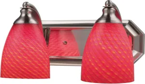 Bath and Spa 2 Light Vanity In Satin Nickel and Scarlet Red Glass