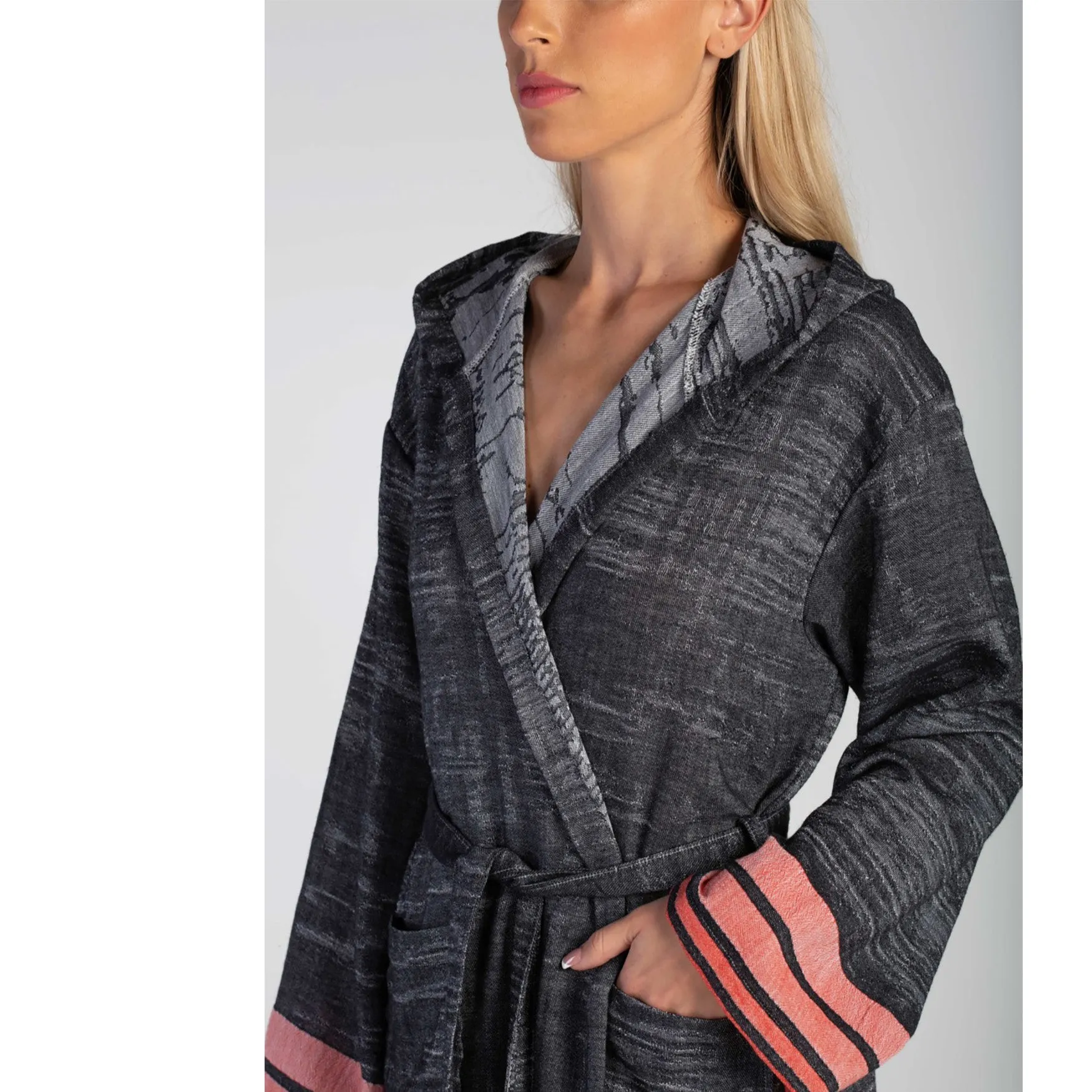 Bathrobe Natural Cotton Turkish Towel Black