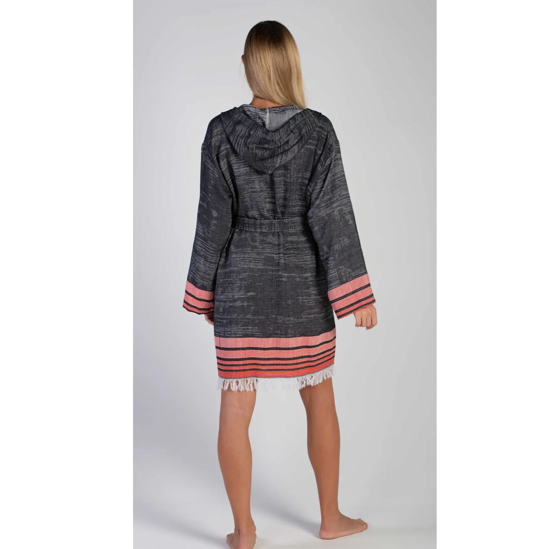 Bathrobe Natural Cotton Turkish Towel Black