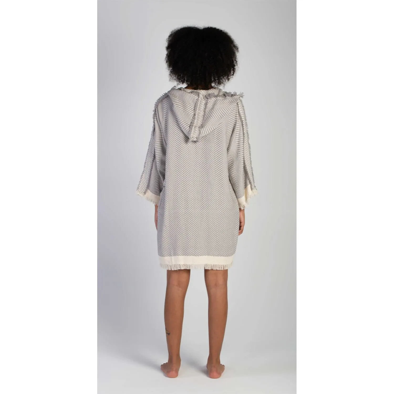 Bathrobe Natural Cotton Turkish Towel Grey