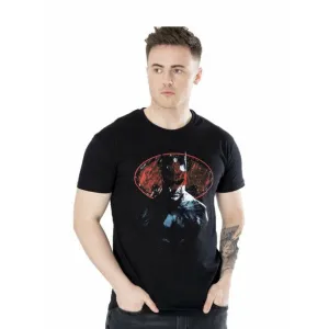 Batman Mens Black Red Symbol Unisex T-Shirt DC Adult