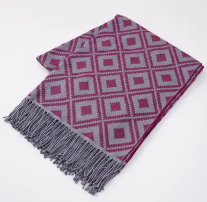 Battisti Diamond Jacquard Wool Throw Blanket