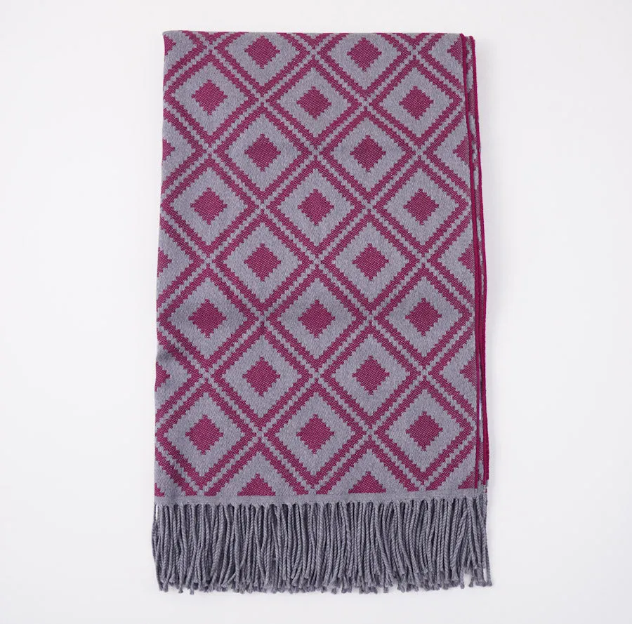 Battisti Diamond Jacquard Wool Throw Blanket