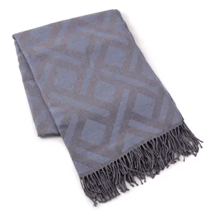 Battisti Gray Geometric Wool Throw Blanket