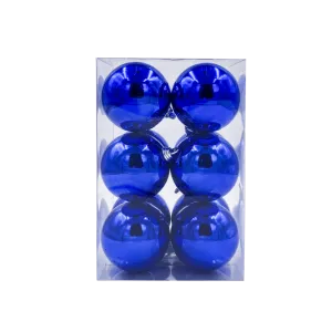 Bauble Shiny Blue 70mm - 12 Pack