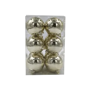 Bauble Shiny Champagne 70mm - 12 Pack