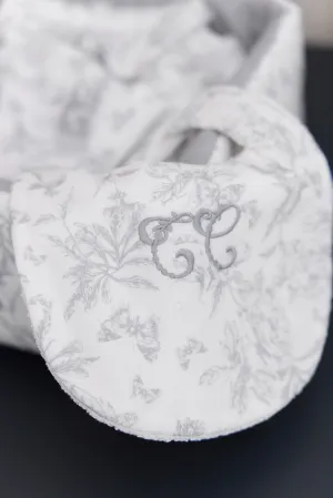 Bavoir - Imprimé inspiration toile de jouy gris T1