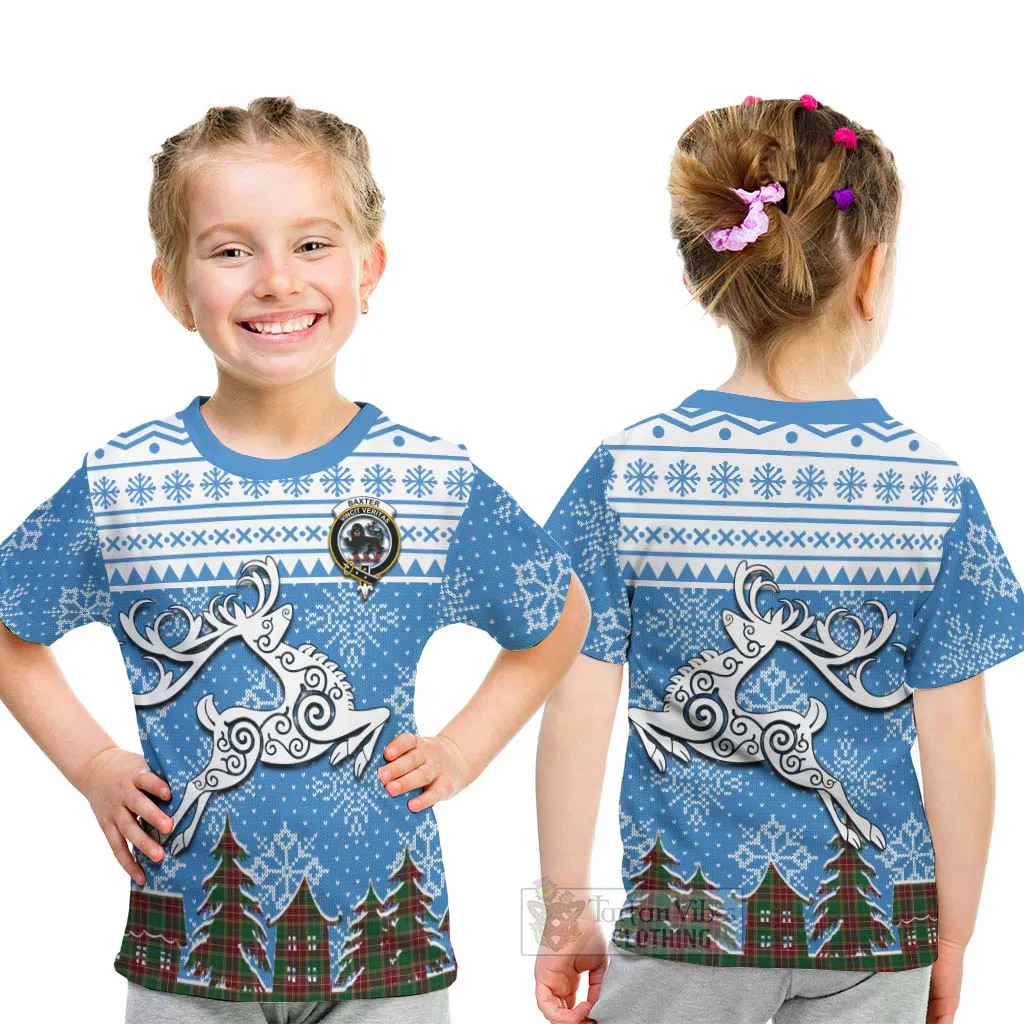 Baxter Clan Christmas Kid T-Shirt Celtic Reindeer Style