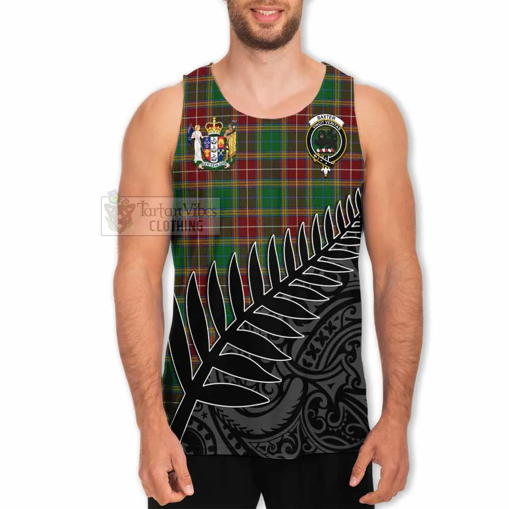 Baxter Crest Tartan Men's Tank Top with New Zealand Silver Fern Half Style