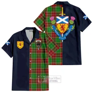 Baxter Modern Tartan Short Sleeve Button Shirt Alba with Scottish Lion Royal Arm Half Style