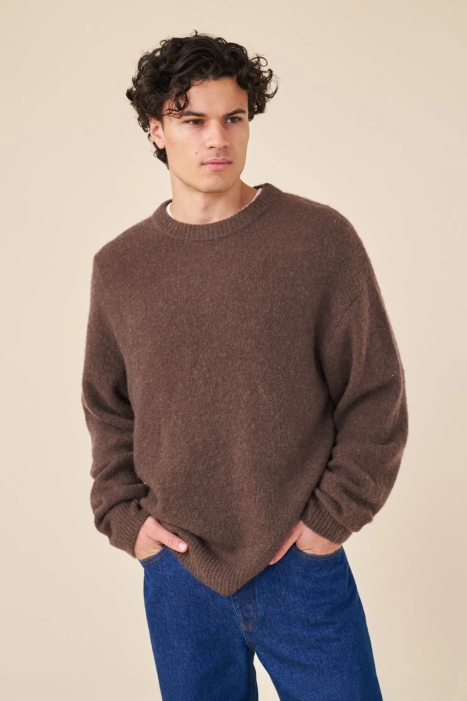 BAXTER MOHAIR BLEND SWEATER - WALNUT BROWN