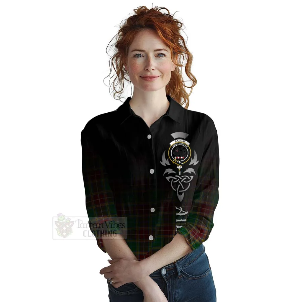 Baxter Tartan Women's Casual Shirt Featuring Alba Gu Brath Family Crest Celtic Inspired