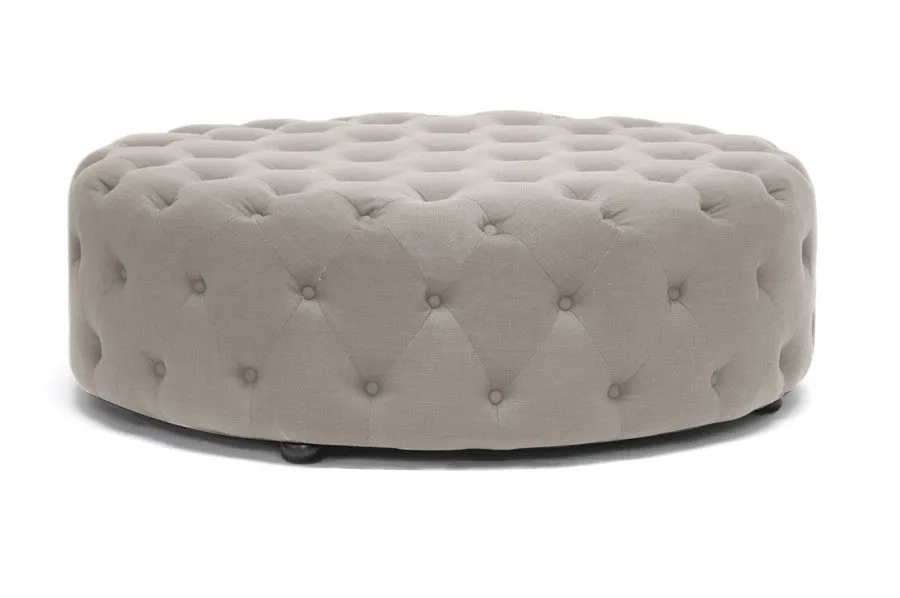 Baxton Studio Cardiff Beige Linen Tufted Ottoman