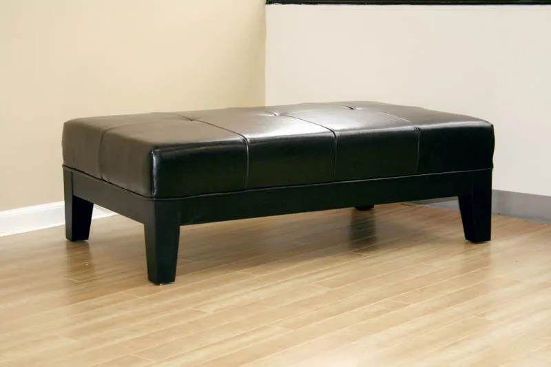 Baxton Studio Large Full Leather Cocktail Ottoman