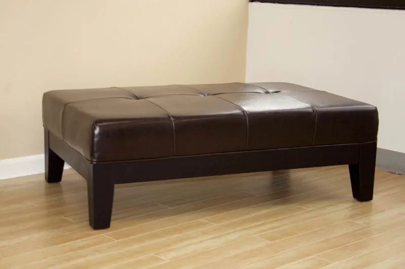 Baxton Studio Large Full Leather Cocktail Ottoman