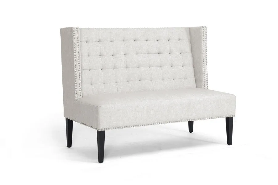 Baxton Studio Owstynn Linen Modern Banquette Bench