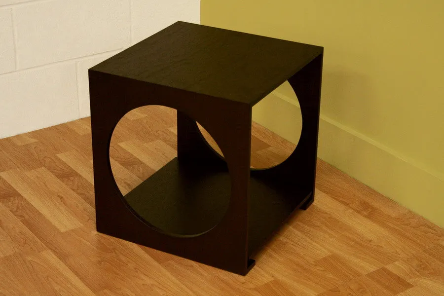 Baxton Studio Round Cut Out Black Wood End Table