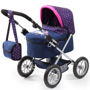 Bayer Design Trendy Doll Pram - Unicorn Theme, Navy, Purple, Pink, Ages 3 