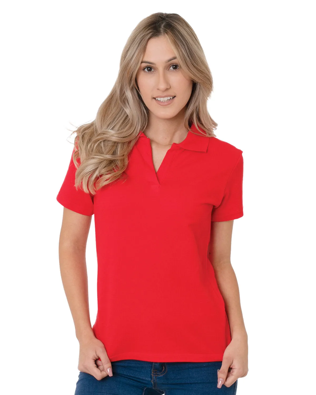 Bayside Junior's 6.2 oz., 100% Cotton V-Neck Polo