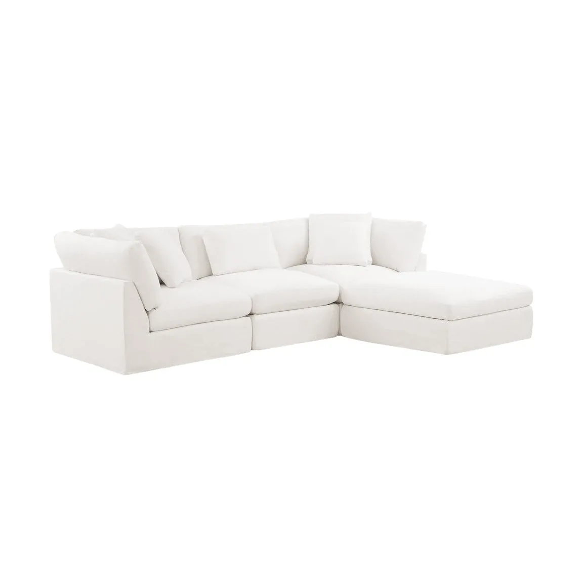 Bayside | Linen Feather Modular Couch 3 Pcs plus Ottoman