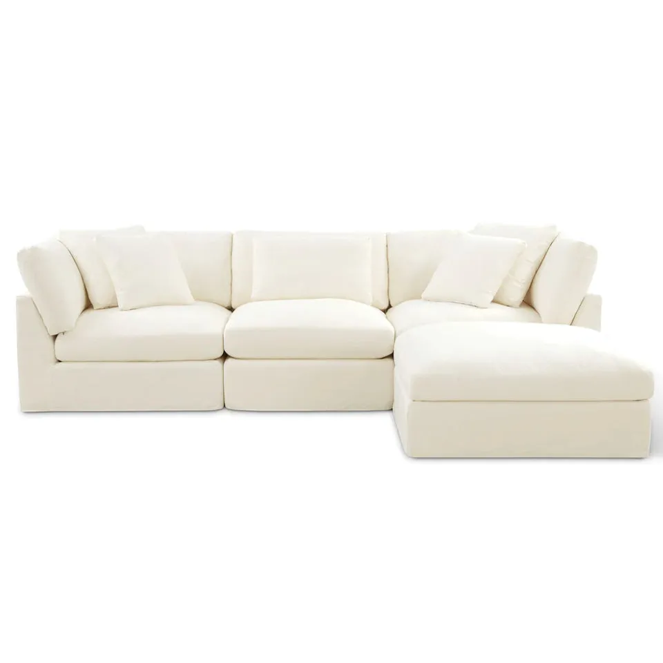 Bayside | Linen Feather Modular Couch 3 Pcs plus Ottoman