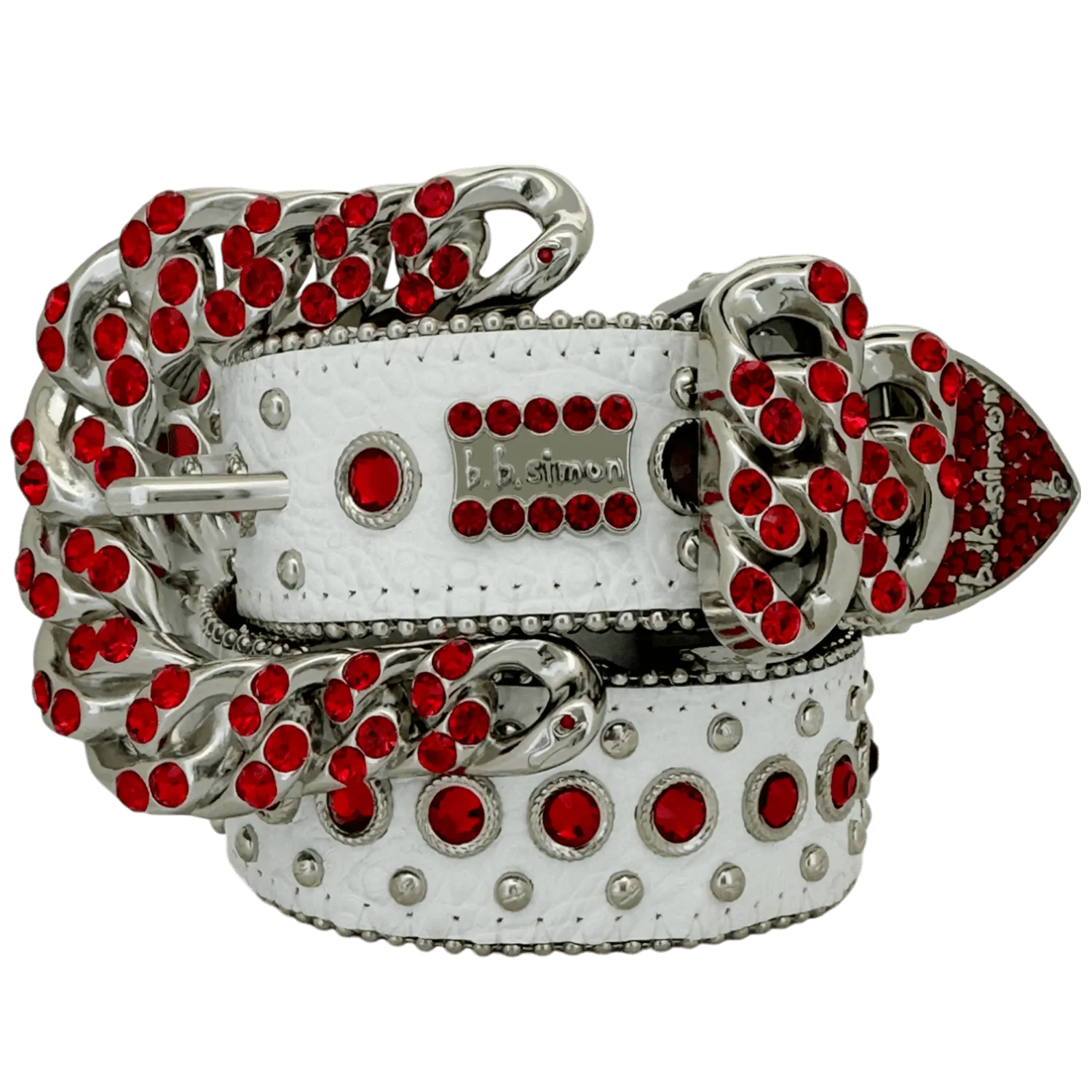 b.b. Simon Nikko Crystal White/Red Crystal Belt