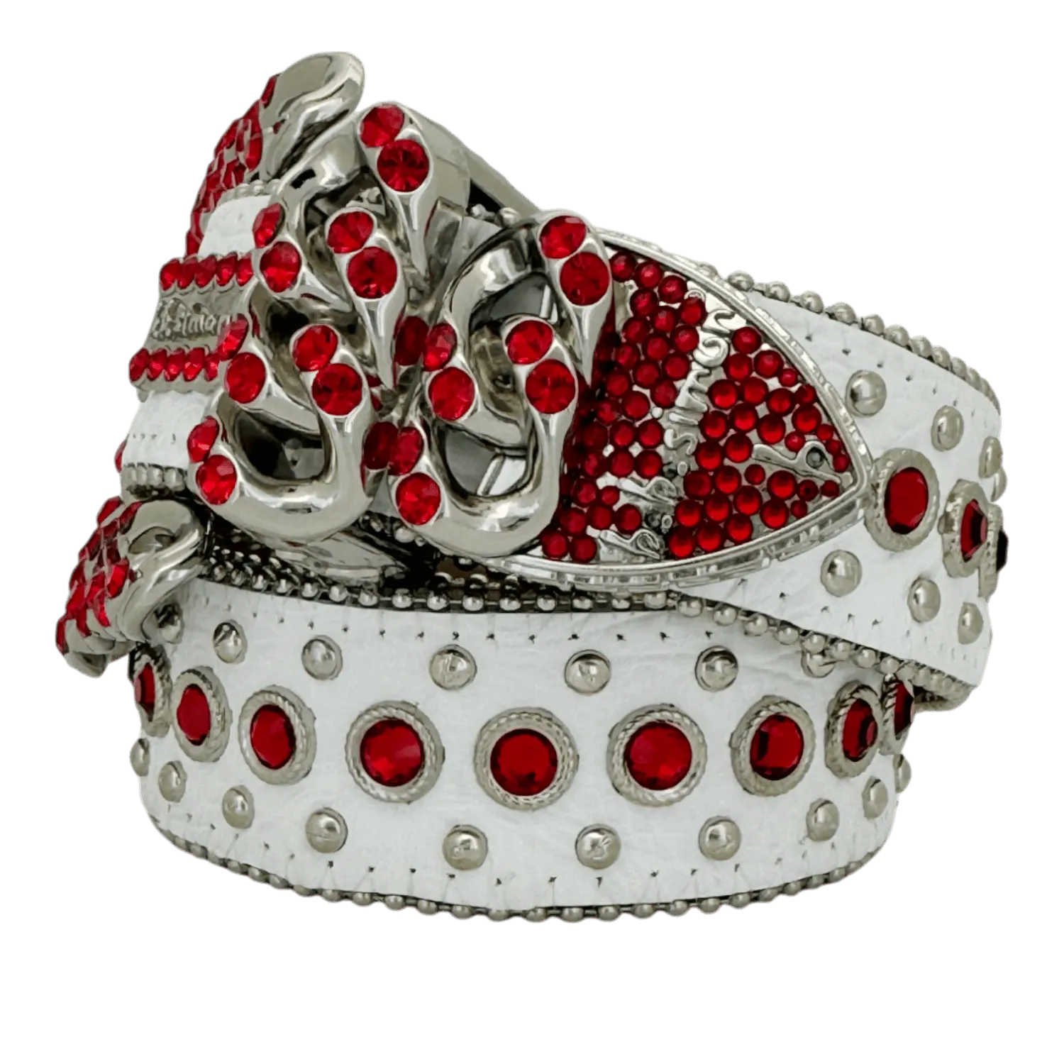 b.b. Simon Nikko Crystal White/Red Crystal Belt