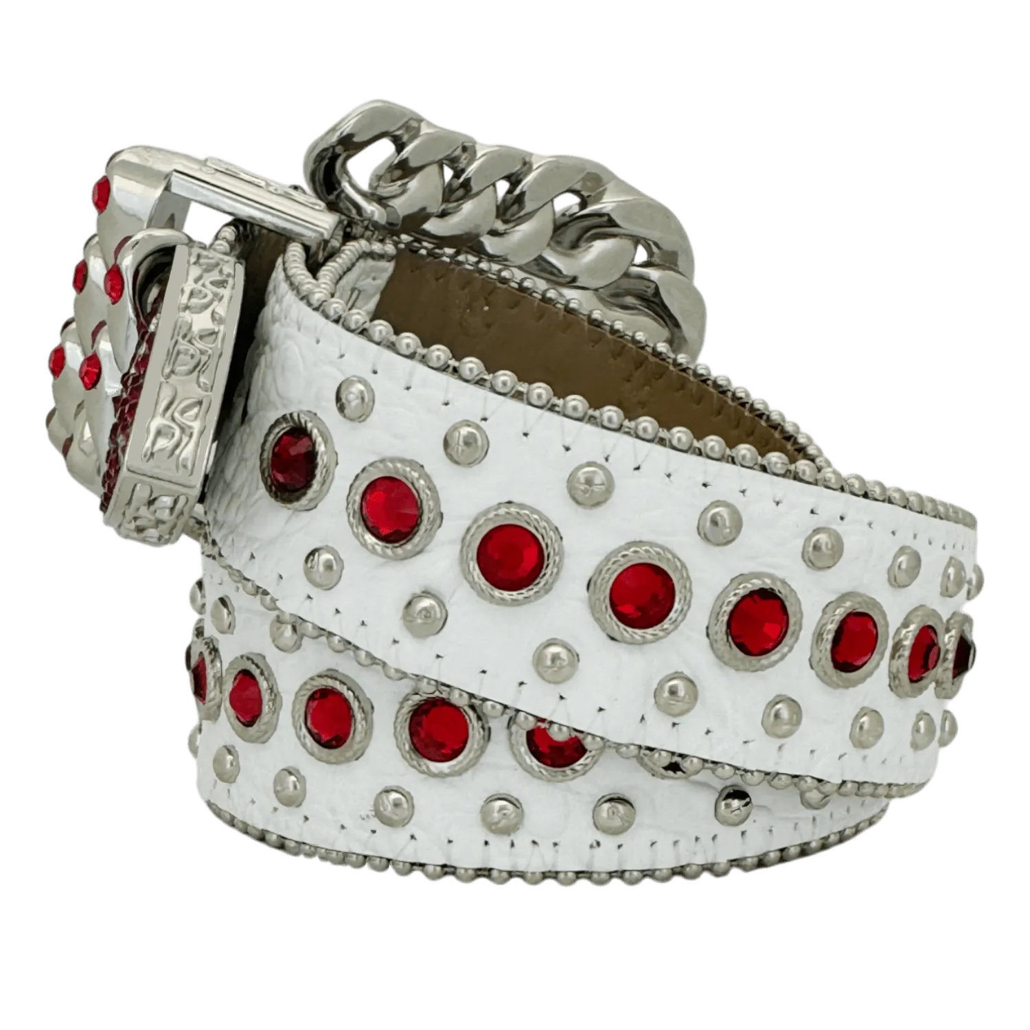 b.b. Simon Nikko Crystal White/Red Crystal Belt