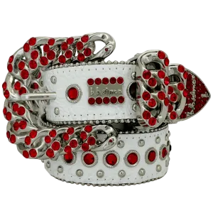 b.b. Simon Nikko Crystal White/Red Crystal Belt