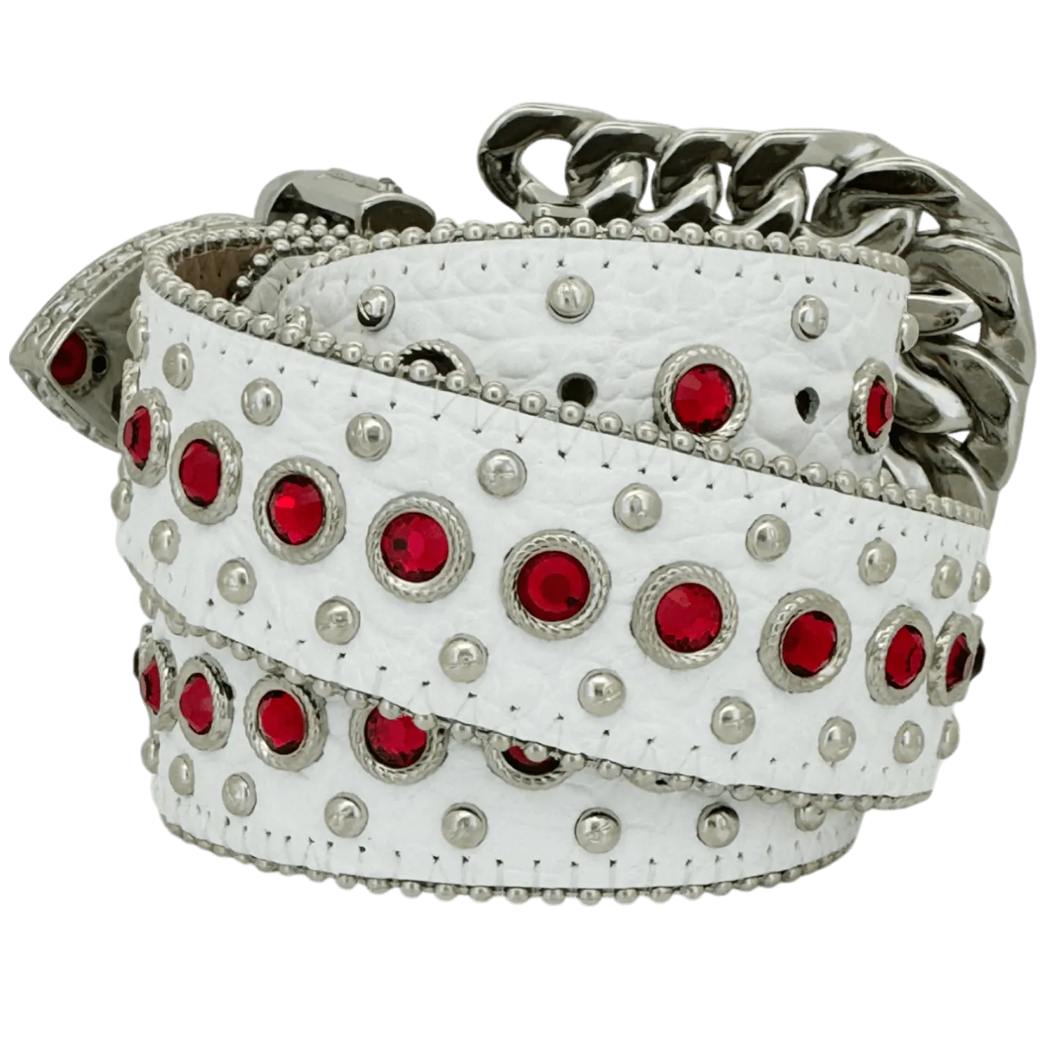 b.b. Simon Nikko Crystal White/Red Crystal Belt