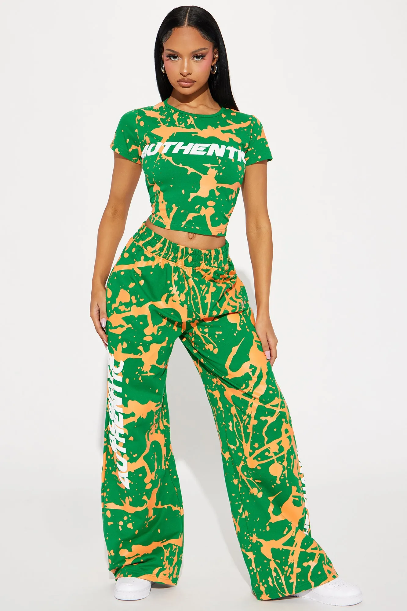 Be Authentic Wide Leg Pant - Green/combo