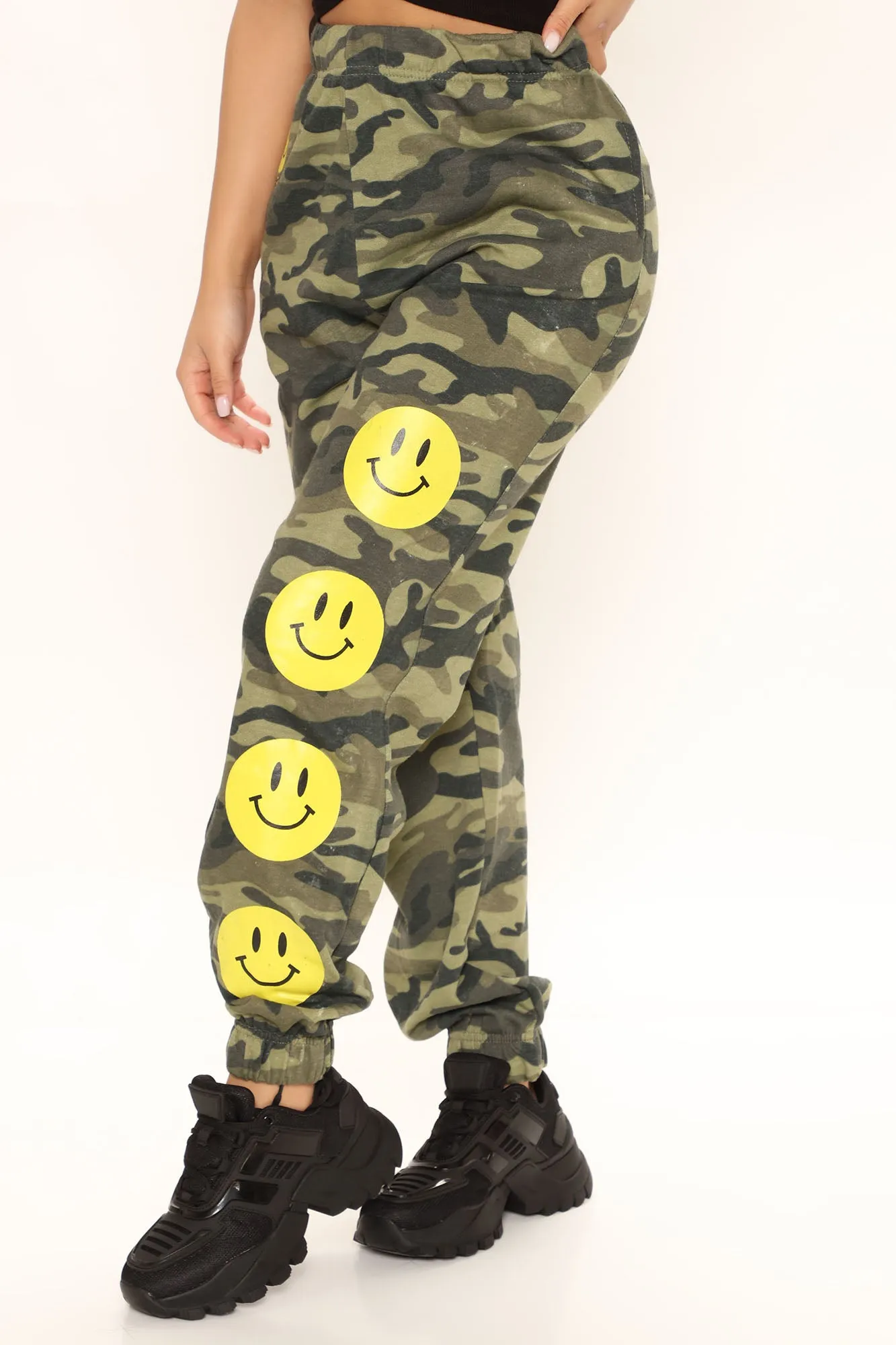 Be Happy Camo Joggers - Olive