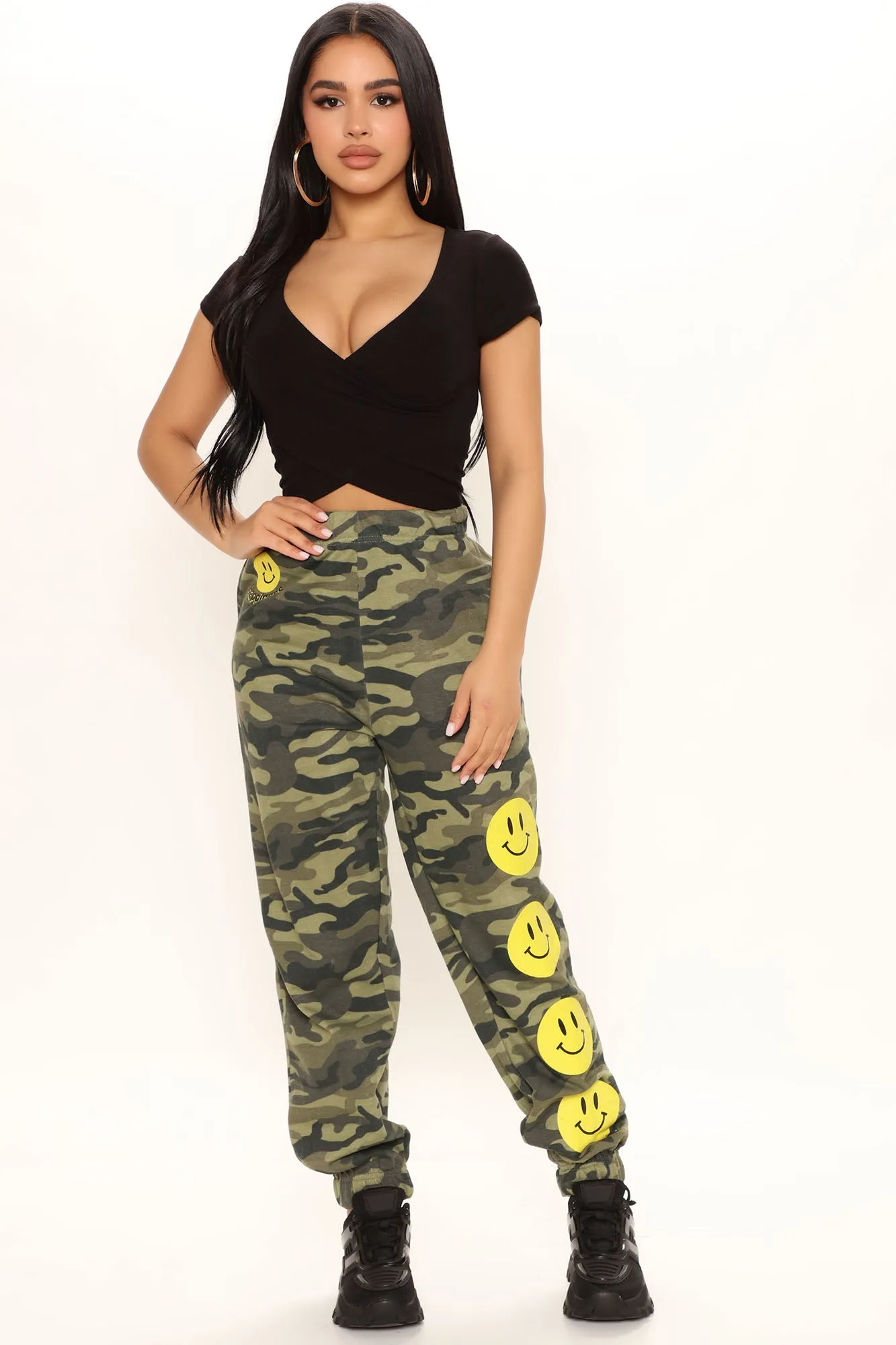 Be Happy Camo Joggers - Olive