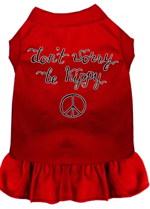 Be Hippy Screen Print Dog Dress Red Lg (14)