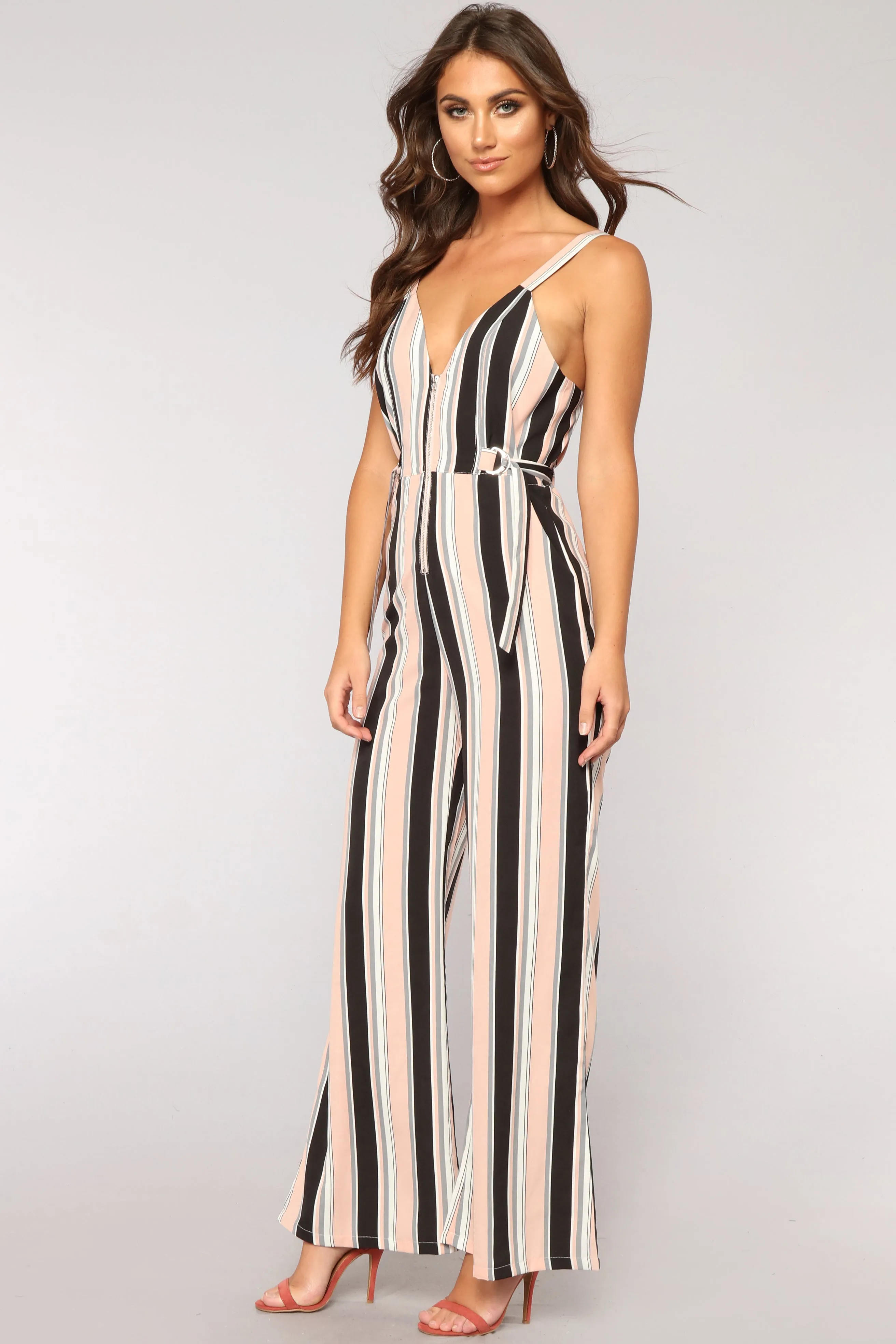 Be Humble Stripe Jumpsuit - Pink