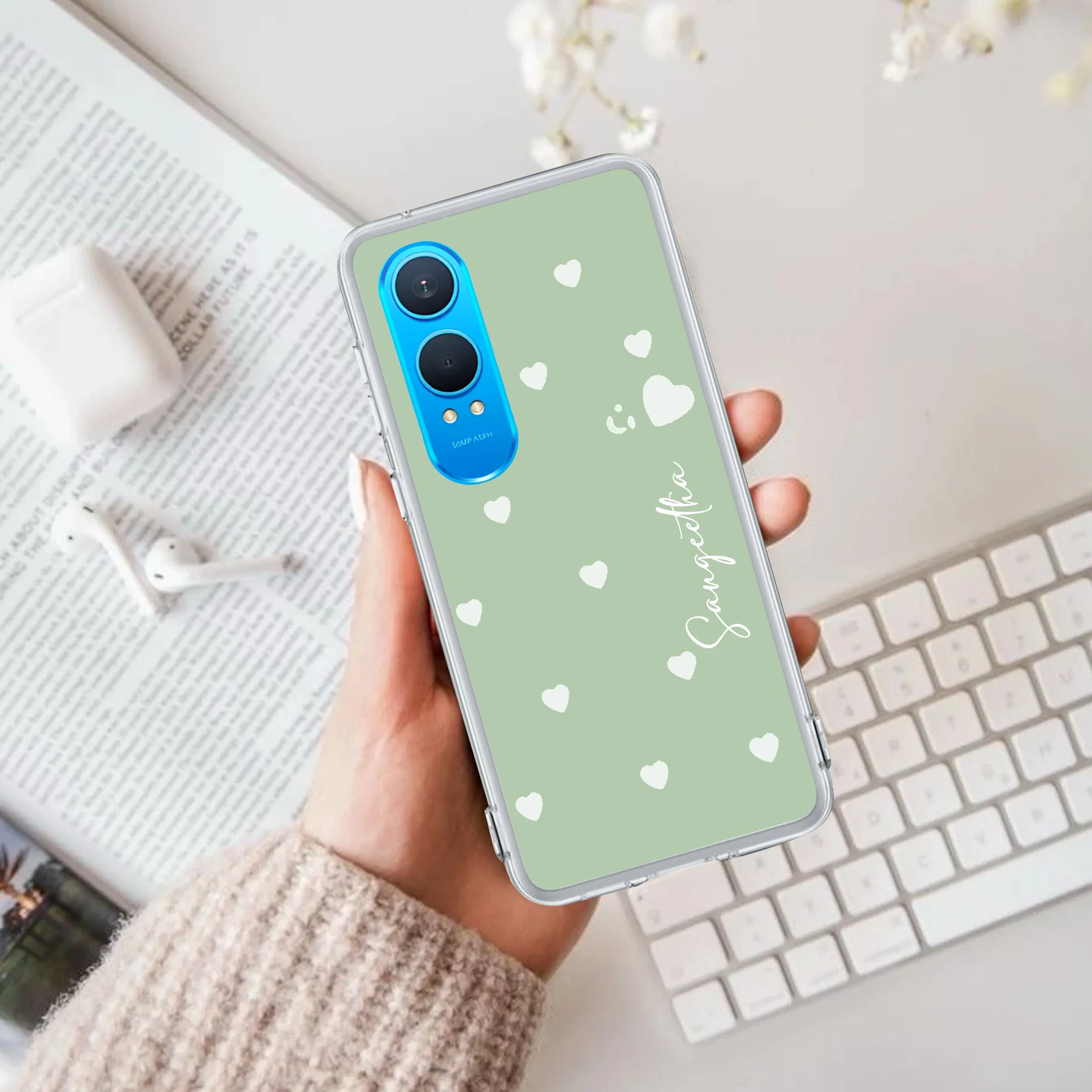 Be Loved Customize Transparent Silicon Case Mint Green For OnePlus